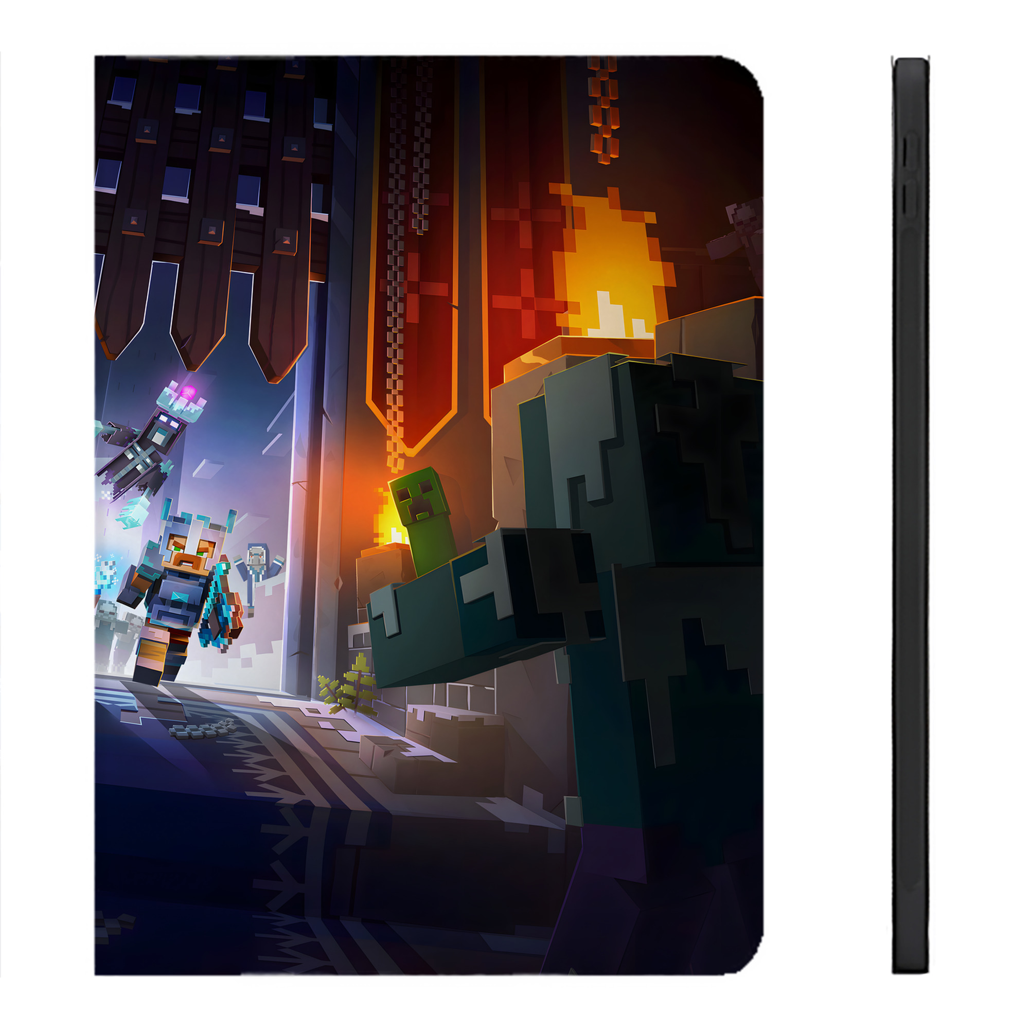 （画像用） マインクラフト ブロックの世界 Minecraft MC Block world IPadケース ペンホルダー付き ブックスタイルデザイン